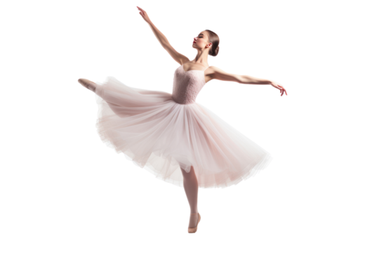 Ballerina with pose classical dance isolated on transparent and white background.PNG image.	