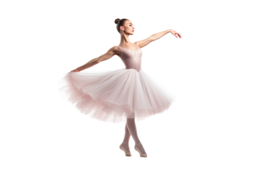 Ballerina with pose classical dance isolated on transparent and white background.PNG image.	