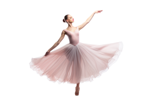 Ballerina with pose classical dance isolated on transparent and white background.PNG image.	