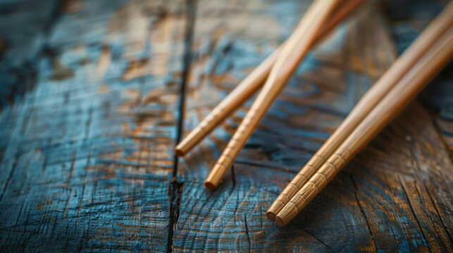 Chopsticks on Wooden. Selective Focus.