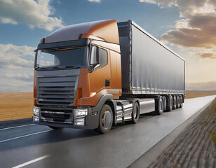 modern truck on the road, photorealism