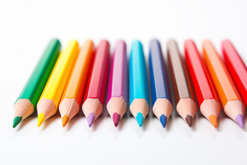 Fototapeta premium Back to school background. Home study, studentship. Education and knowledge. Colourful pencils. Autumn, September.