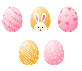easter cute pink and yellow eggs collection