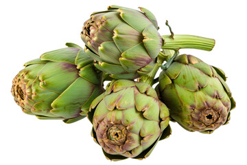 Fototapeta premium Fresh artichokes. Artichoke ingredients isolated on transparent background.
