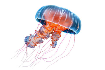 Jellyfish in the sea, marine animals isolated on transparent and white background.PNG image.