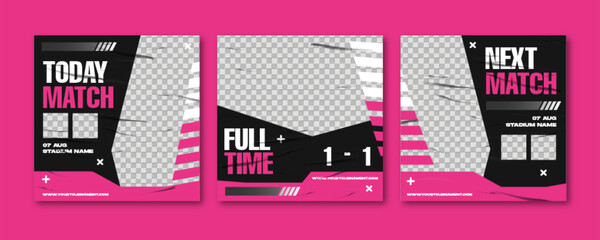 Sport social media post template , Football Match day , Full time , Next match Best player