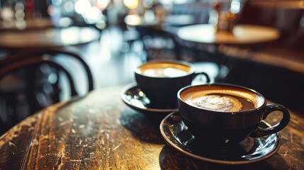 Coffee on the table. Black Americano. Lunch time