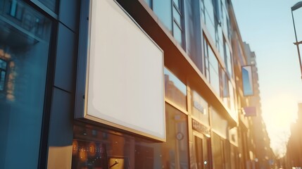 City Advertising: Modern Style Blank Sign Mockup for Brand Display