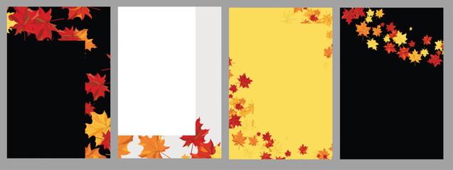Autumn, Fall, Thanksgiving day trendy backgrounds with beautiful leaves. Abstract vector templates poster, invitation, card, flyer, cover, banner, placard, brochure, social media, sale, advertising