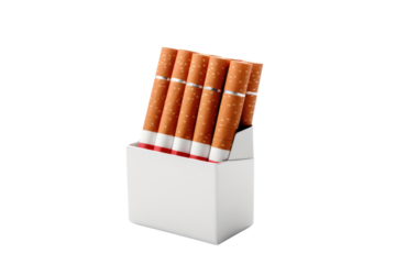 packet of cigarettes isolated on transparent and white background.PNG image.	