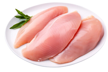 Raw chicken breast fillets,fresh chicken meat isolated on transparent and white background.PNG image.
