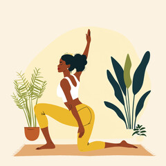 Woman exercising yoga illustration vector