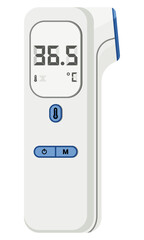 Medical equipment, Electronic infrared ear thermometers type of thermometer that uses infrared technology to measure the temperature of the eardrum. Flat design