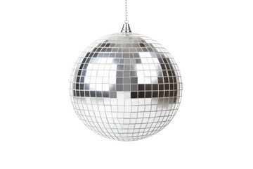 Details in the pub, silver night club lighting mirror-ball ,disco ball isolated on transparent and white background.PNG image.	