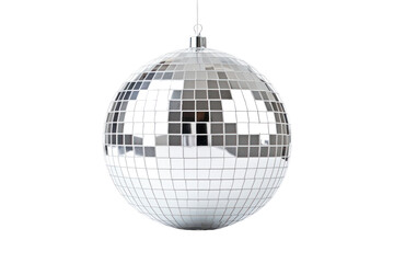 Details in the pub, silver night club lighting mirror-ball ,disco ball isolated on transparent and white background.PNG image.	