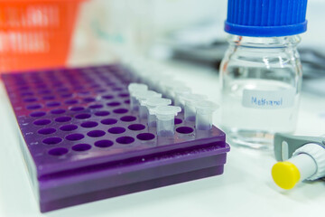 Laboratory glassware for chemical analysis, science laboratory research and development concept.