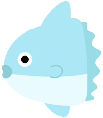 Cute Sea Animal in Children Style Cartoon fish Sea set ocean sunfish