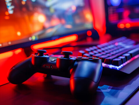 Vibrant Gaming Controller and Keyboard