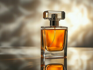 Elegant Perfume Bottle on Reflective Surface