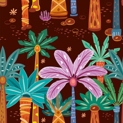 Seamless Pattern with abstract decorative Palms