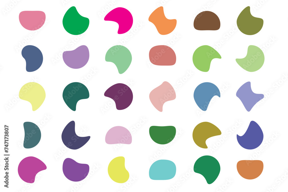 Poster blob shape organic set. various blotch. blob shapes vector set. organic abstract simple fluid elemen