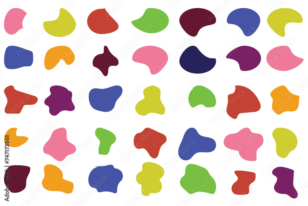 Poster blob shape organic set. various blotch. blob shapes vector set. organic abstract simple fluid elemen