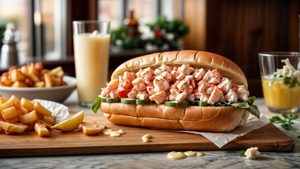 Savor the Flavors of a New England Classic Lobster Roll - obrazy, fototapety, plakaty