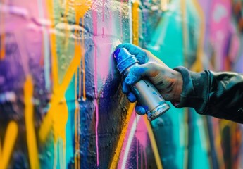 A hand painting graffiti on a wall, artistic celebrations idea