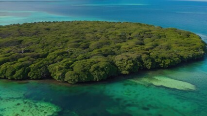 Fototapeta na wymiar Aerial drone view of mangrove forest and sea landscape
