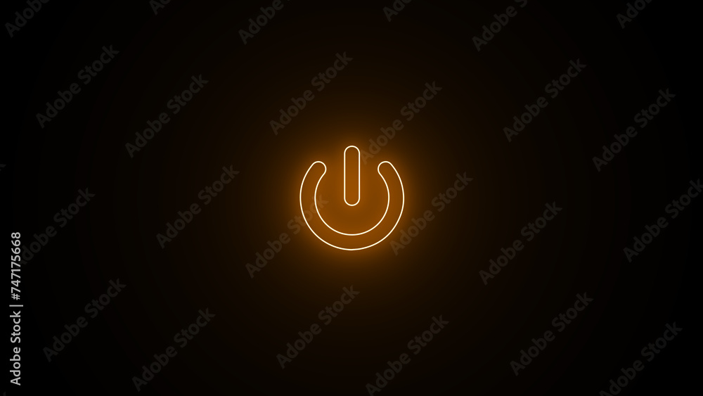 Aufkleber glowing power button icon. neon on off switching buttons.