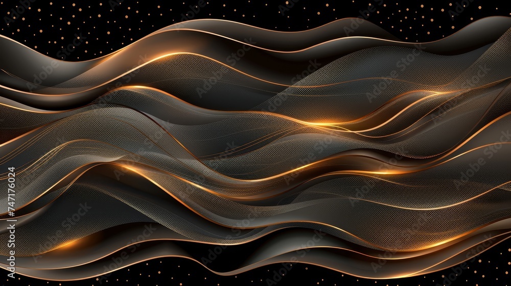 Poster futuristic abstract dark design background with magical bokeh waves and mysterious atmosphere