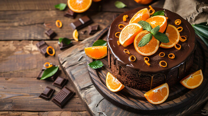 Dark chocolate vegan cake with Candied Oranges o