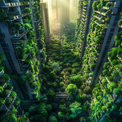 Green Cities: Sustainable urban landscape with green architecture and vertical gardens