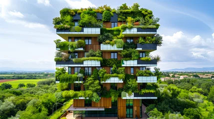 Washable wall murals Garden Green Cities: Sustainable urban landscape with green architecture and vertical gardens