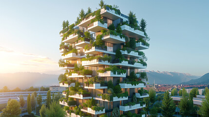 Obraz premium Concept of green cities through an aesthetically pleasing photograph showcasing eco-friendly buildings