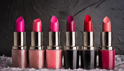 Obraz premium Set of lipstick of different colors. Woman cosmetics. Make up concept.