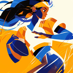 Dynamic Female Runner with Determination on Abstract Background Illustration