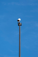 Security camera on the public road. Video surveillance.Surveillance with security cameras on the street for the safety of citizens.