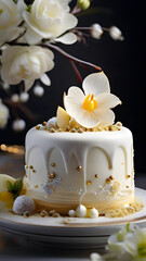 cake with cream and flowers