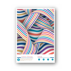 3D poster. A three-dimensional background of parallel colored lines. A template for interior design and creative ideas