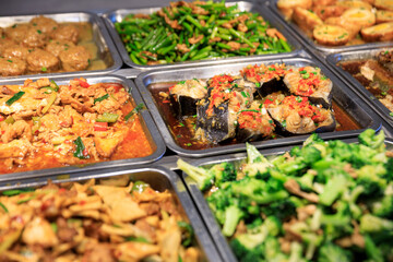 Colorful delicious buffet in Chinese restaurant