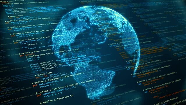 Animation of Computer Programs or codes over Futuristic Planet Earth