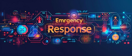 a illustration with  the text Emergency Response seamlessly blends with an icon featuring a stylized rescue symbol. 