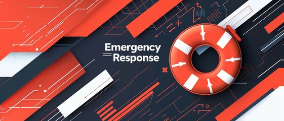 a illustration with  the text Emergency Response seamlessly blends with an icon featuring a stylized rescue symbol. 