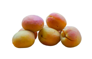 yellow apricots on a white background