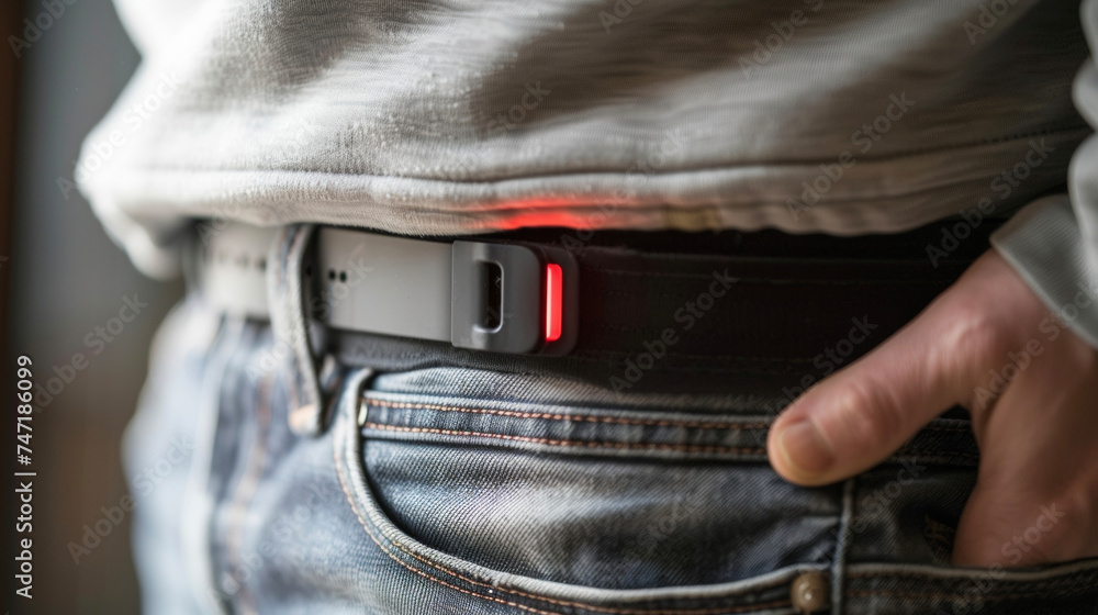 Poster a sensor attached to a belt or waistband tracking posture and sending notifications for correcting s