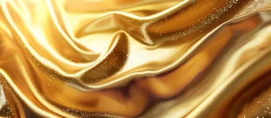 Luxury gold silky satin fabric texture abstract background. AI generated image - obrazy, fototapety, plakaty