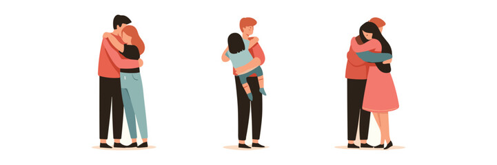 Fototapeta premium illustration of people showing love to each other, vector, icon