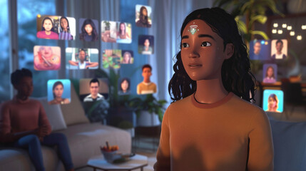 A screenshot of the virtual support group platforms features including live chatrooms moderated by empathetic AI personalized resources and online events.