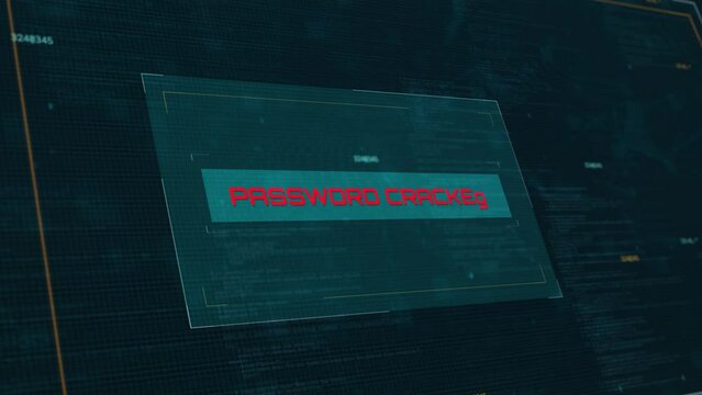 Password Cracked Warning: Futuristic Loading Screen Animation for Cyber Security with Computer Code Background